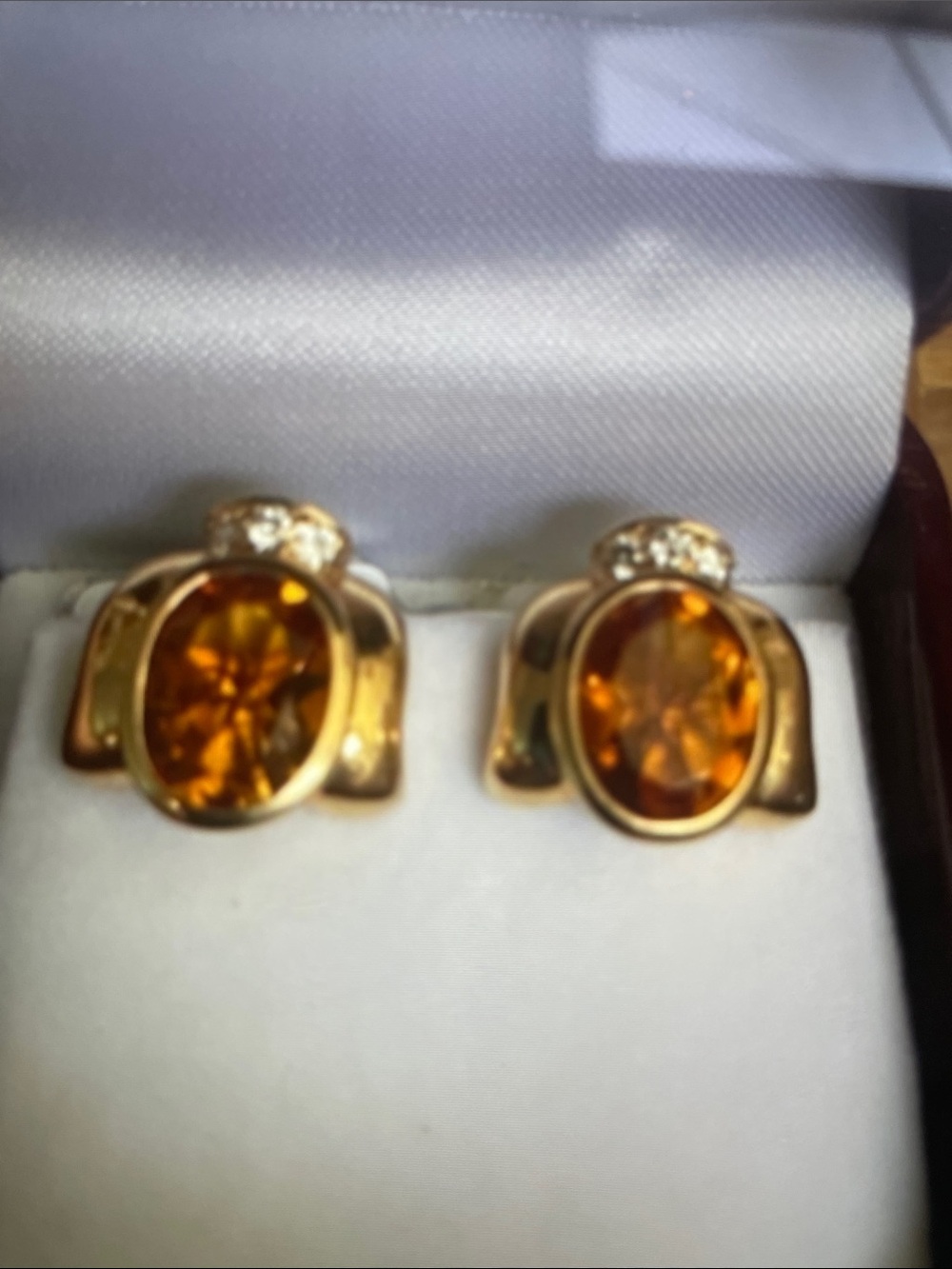 Vintage Designer Genuine 14k gold and Citrine Earrings with Natural Diamonds